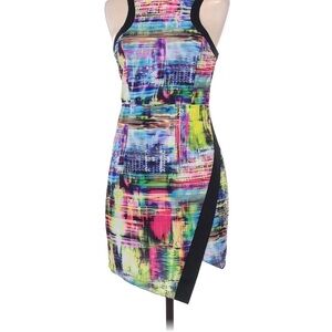 Black and Pink Asymmetrical Cocktail Dress